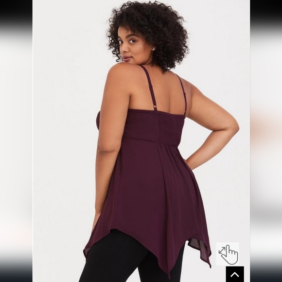 Torrid plus size georgette hanky hem babydoll cami burgundy size 2 (18-20) - Picture 2 of 8